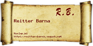 Reitter Barna névjegykártya